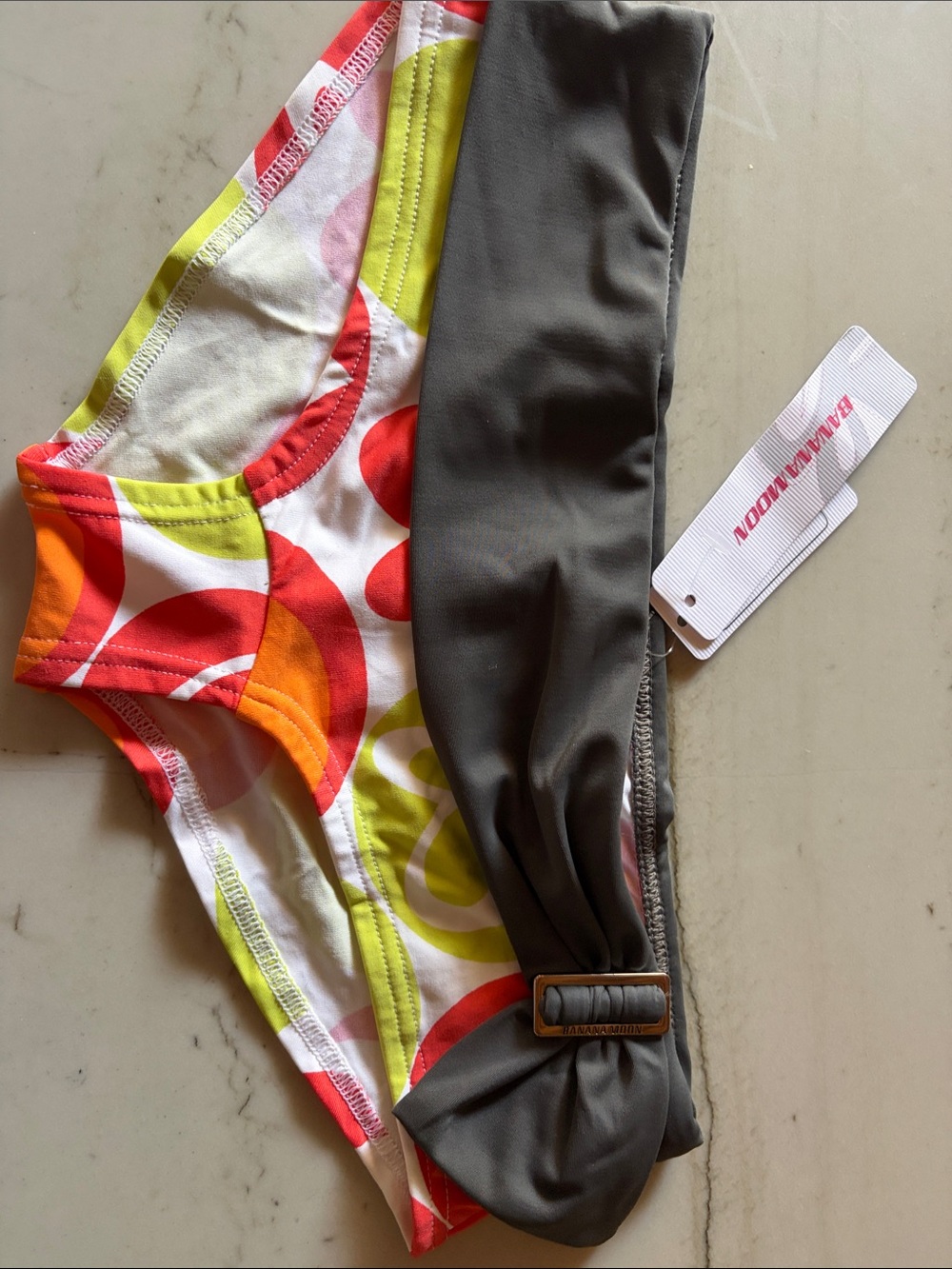 Bananamoon Multicolor Geometric Bikini Bottoms with Gray Sash - EU sizes